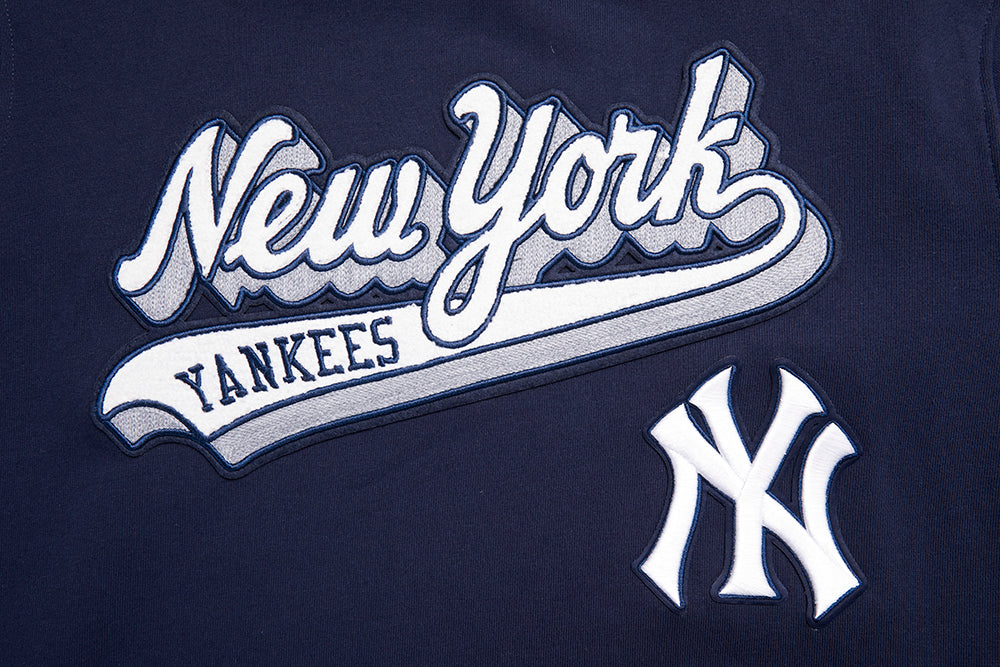 MLB NEW YORK YANKEES SCRIPT TAIL MEN'S RIB FLC PO HOODIE (MIDNIGHT NAVY)