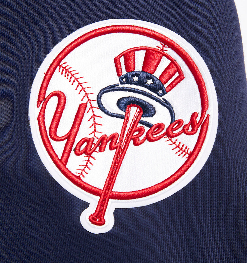 MLB NEW YORK YANKEES SCRIPT TAIL MEN'S RIB FLC PO HOODIE (MIDNIGHT NAVY)