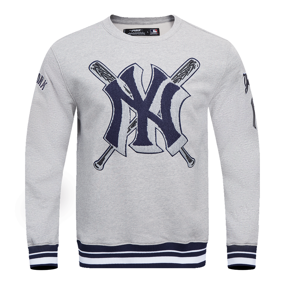 MLB NEW YORK YANKEES MASH UP CHANDAIL À COL ROND EN MOLLETON CÔTELÉ POUR HOMME (GRIS CHINÉ/MARINE MINUIT)