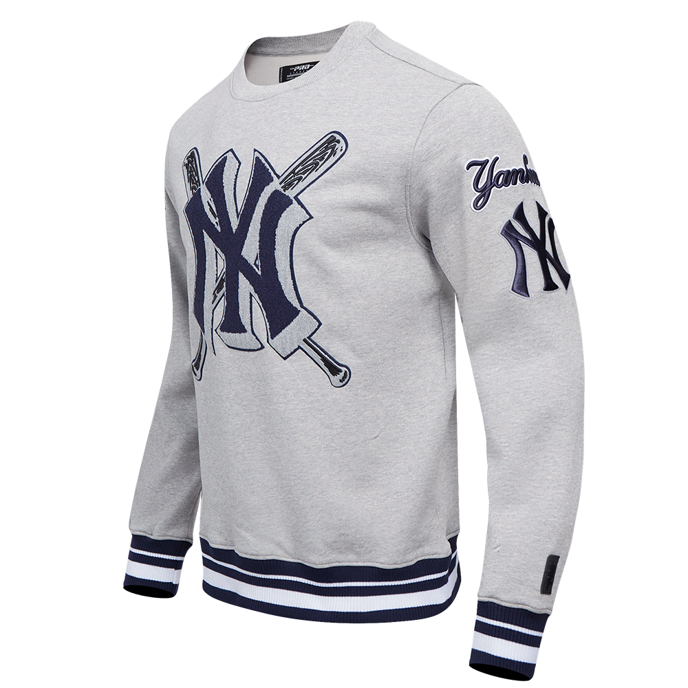MLB NEW YORK YANKEES MASH UP MEN'S RIB FLC CREWNECK (HEATHER GREY/MIDNIGHT NAVY)