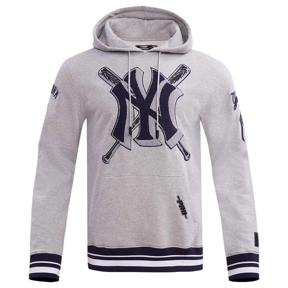 MLB NEW YORK YANKEES MASH UP MEN'S RIB FLC PO HOODIE (HEATHER GREY/MIDNIGHT NAVY)