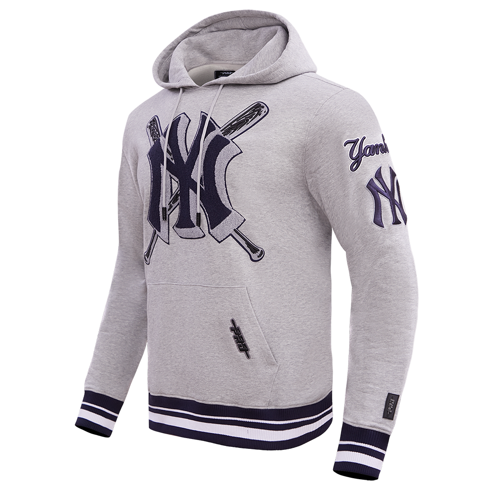 MLB NEW YORK YANKEES MASH UP MEN'S RIB FLC PO HOODIE (HEATHER GREY/MIDNIGHT NAVY)