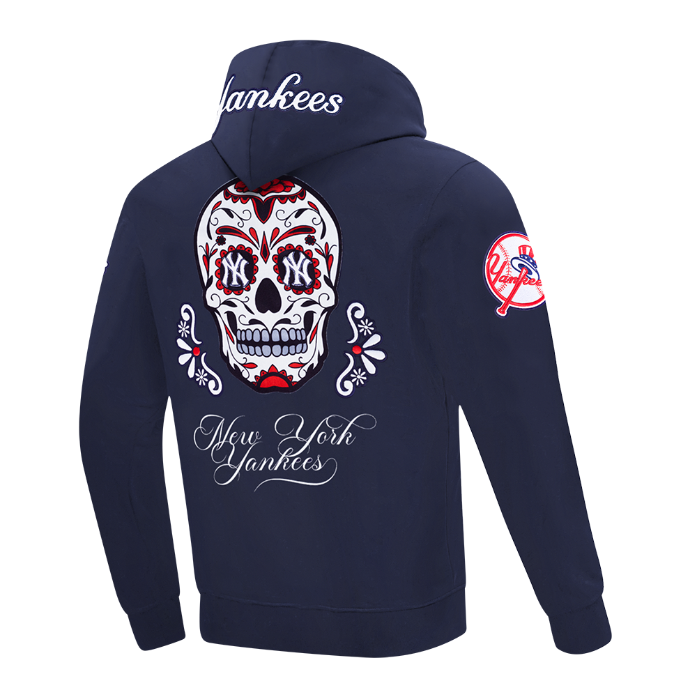 MLB NEW YORK YANKEES SUGAR SKULL MEN'S FLC PO HOODIE (MIDNIGHT NAVY)