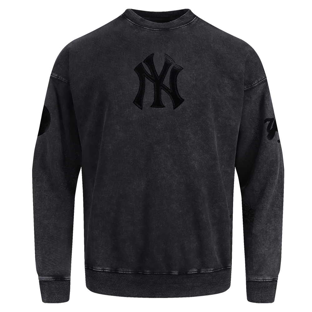 MLB NEW YORK YANKEES WASHED VANGUARD MEN'S CREWNECK SWEATSHIRT (WASHED BLACK)