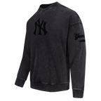 MLB NEW YORK YANKEES WASHED VANGUARD MEN'S CREWNECK SWEATSHIRT (WASHED BLACK)