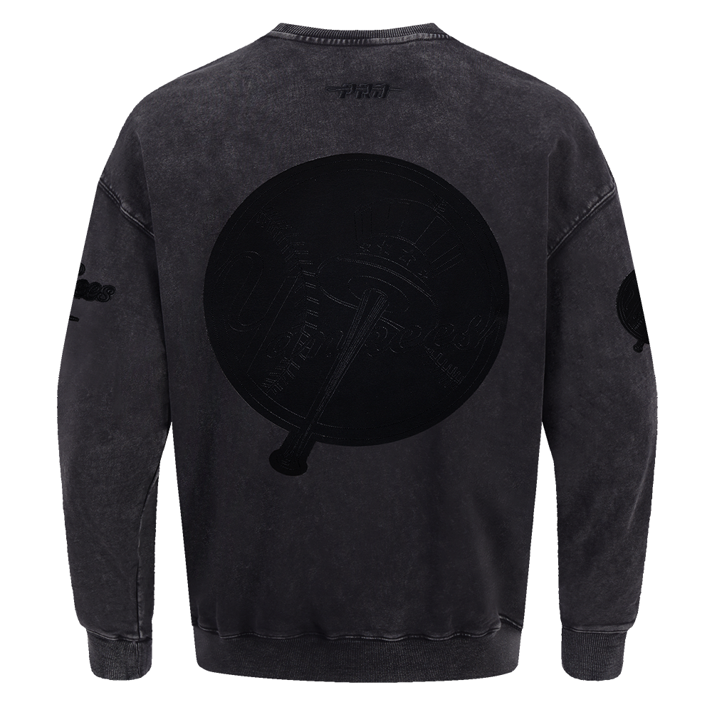 MLB NEW YORK YANKEES WASHED VANGUARD MEN'S CREWNECK SWEATSHIRT (WASHED BLACK)