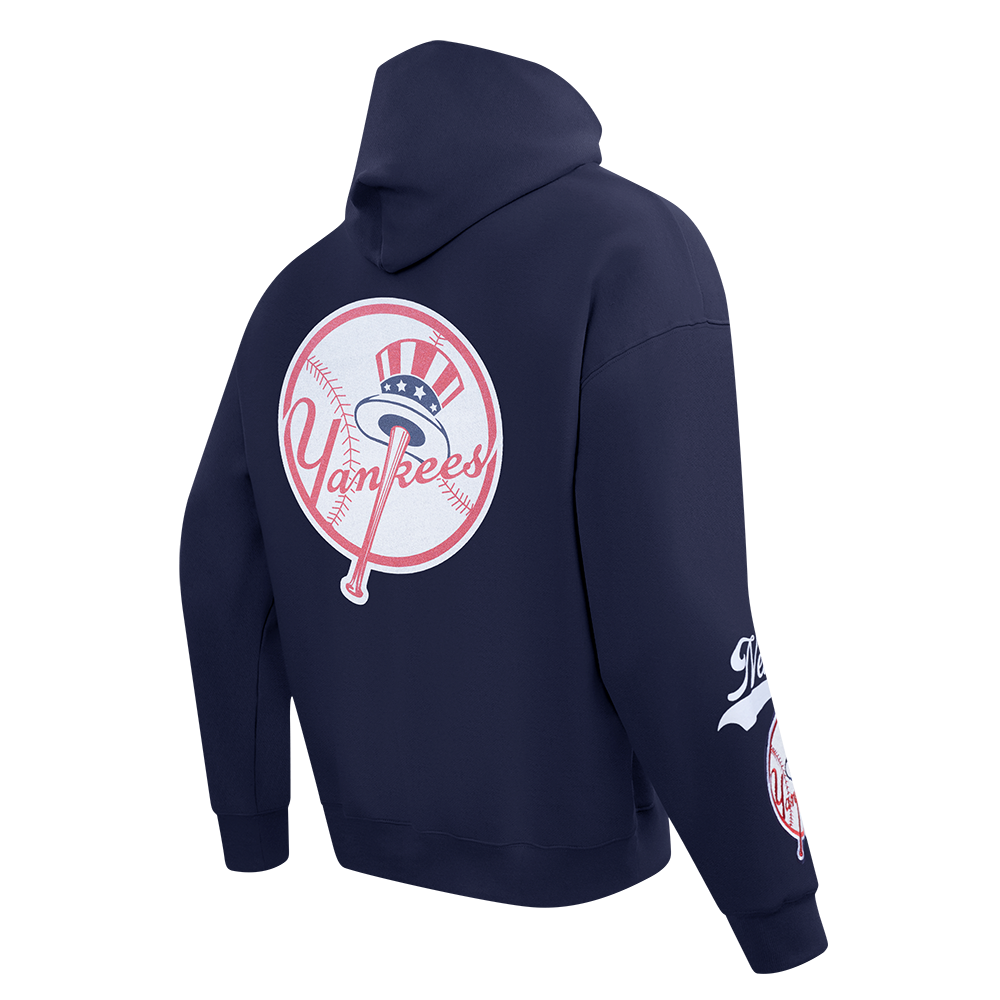 MLB NEW YORK YANKEES LIVING LARGE CHANDAIL À CAPUCHON EN MOLLETON À ÉPAULES TOMBANTES POUR HOMME (MARINE MINUIT)