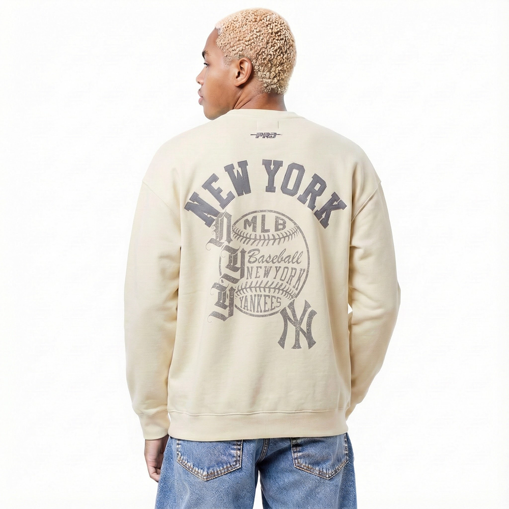 MLB NEW YORK YANKEES STREET TEAM MEN'S DROP SHOULDER FLC CREWNECK (EGGSHELL)