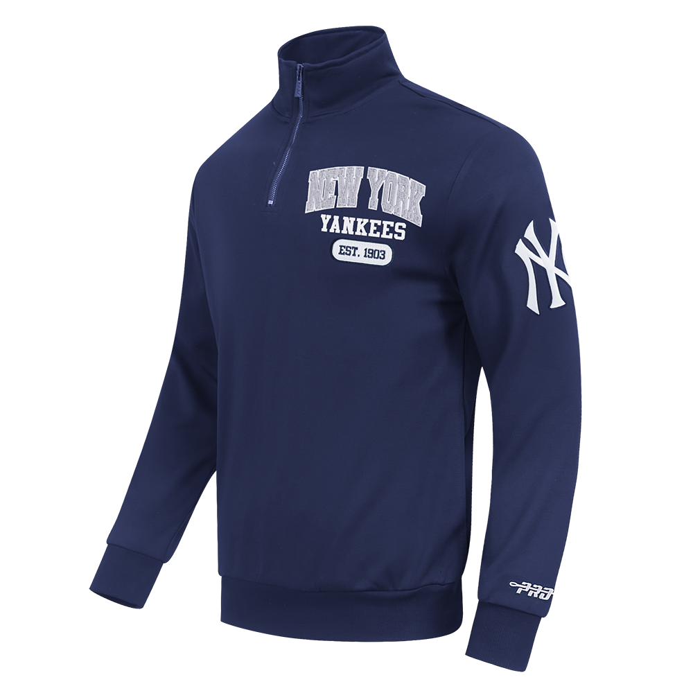 MLB NEW YORK YANKEES CITY ARCH HAUT EN MOLLETON À GLISSIÈRE AU QUART POUR HOMME (MARINE MINUIT)