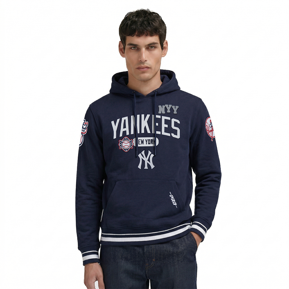 MLB NEW YORK YANKEES LETTERMAN CHANDAIL À CAPUCHON POUR HOMME (MARINE MINUIT)