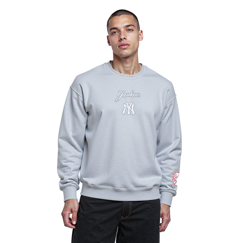 MLB NEW YORK YANKEES WINGSPAN MEN'S DROP SHOULDER FLC CREWNECK V2 (DARK HEATHER GRAY)