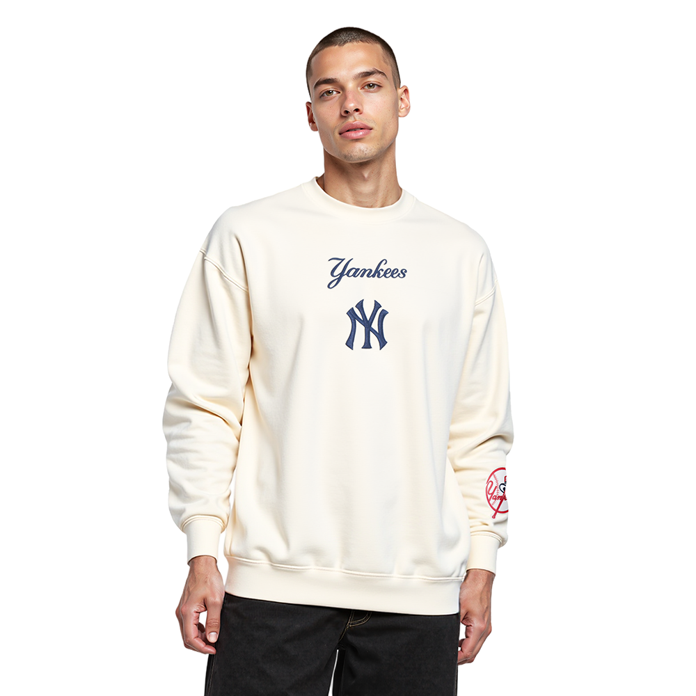 MLB NEW YORK YANKEES WINGSPAN MEN'S DROP SHOULDER FLC CREWNECK V2 (EGGSHELL)
