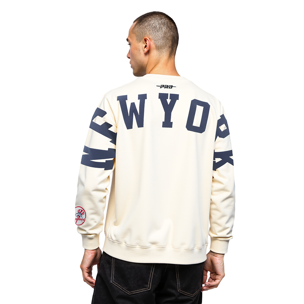 MLB NEW YORK YANKEES WINGSPAN MEN'S DROP SHOULDER FLC CREWNECK V2 (EGGSHELL)