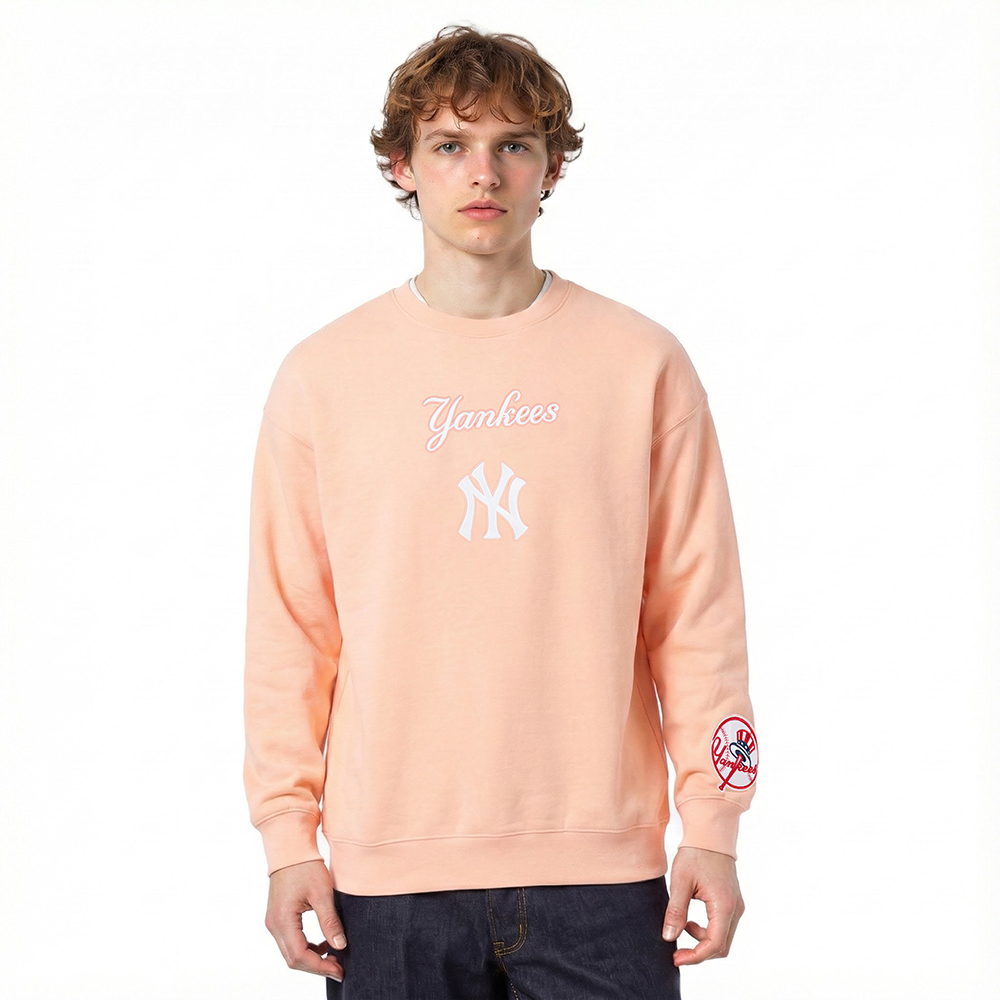 MLB NEW YORK YANKEES WINGSPAN MEN'S DROP SHOULDER FLC CREWNECK V2 (GUAVA)