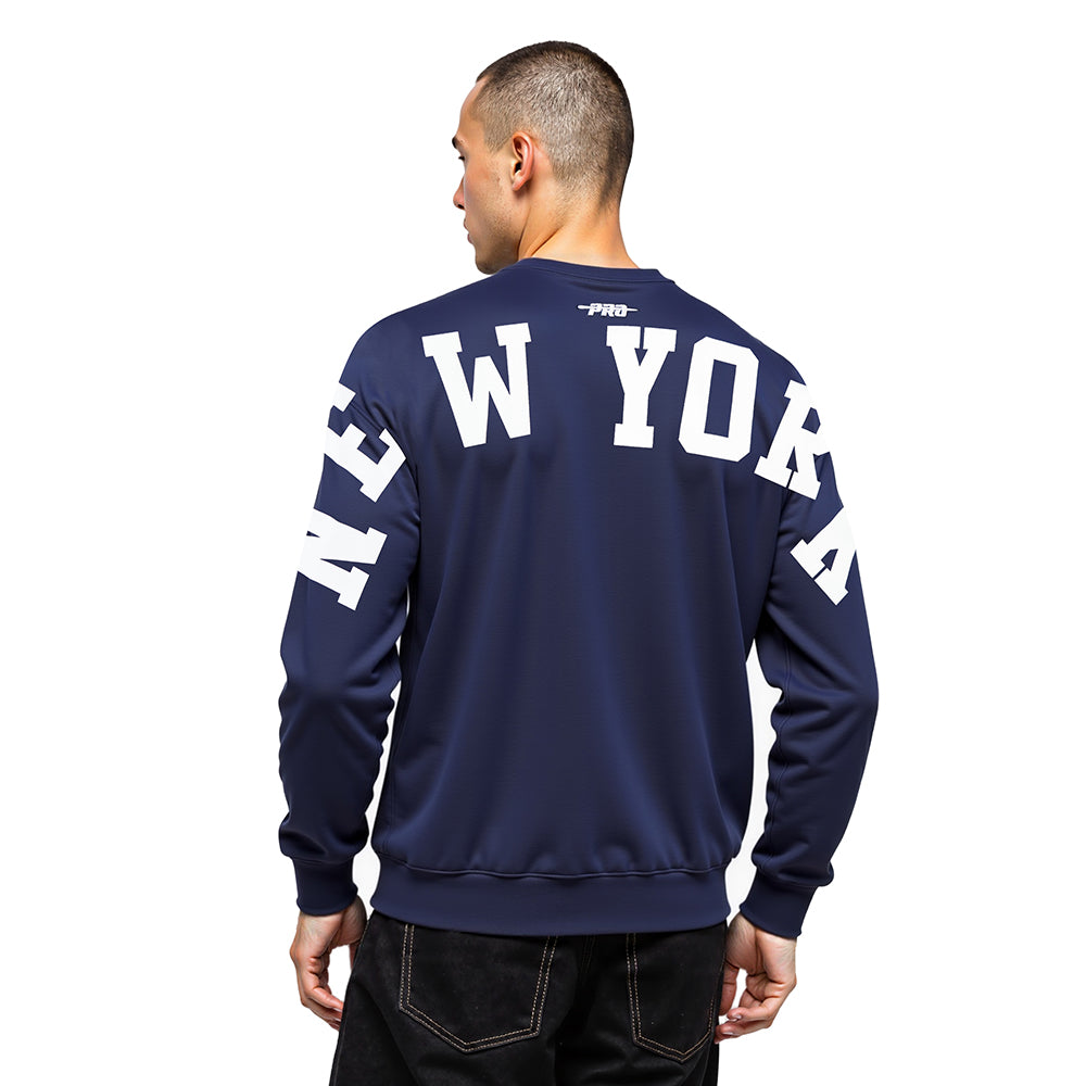 MLB NEW YORK YANKEES WINGSPAN CHANDAIL À COL ROND EN MOLLETON À ÉPAULES TOMBANTES V2 POUR HOMME (MARINE MINUIT)
