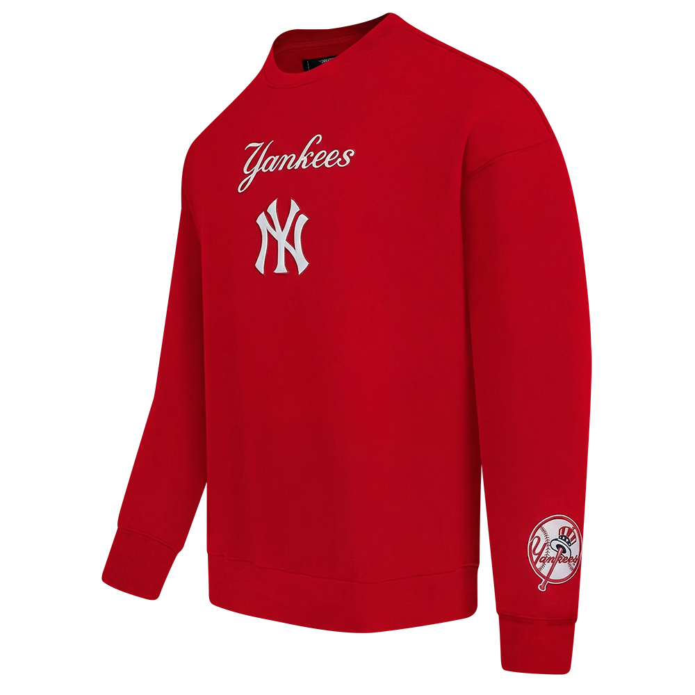 MLB NEW YORK YANKEES WINGSPAN MEN'S DROP SHOULDER FLC CREWNECK V2 (RED)