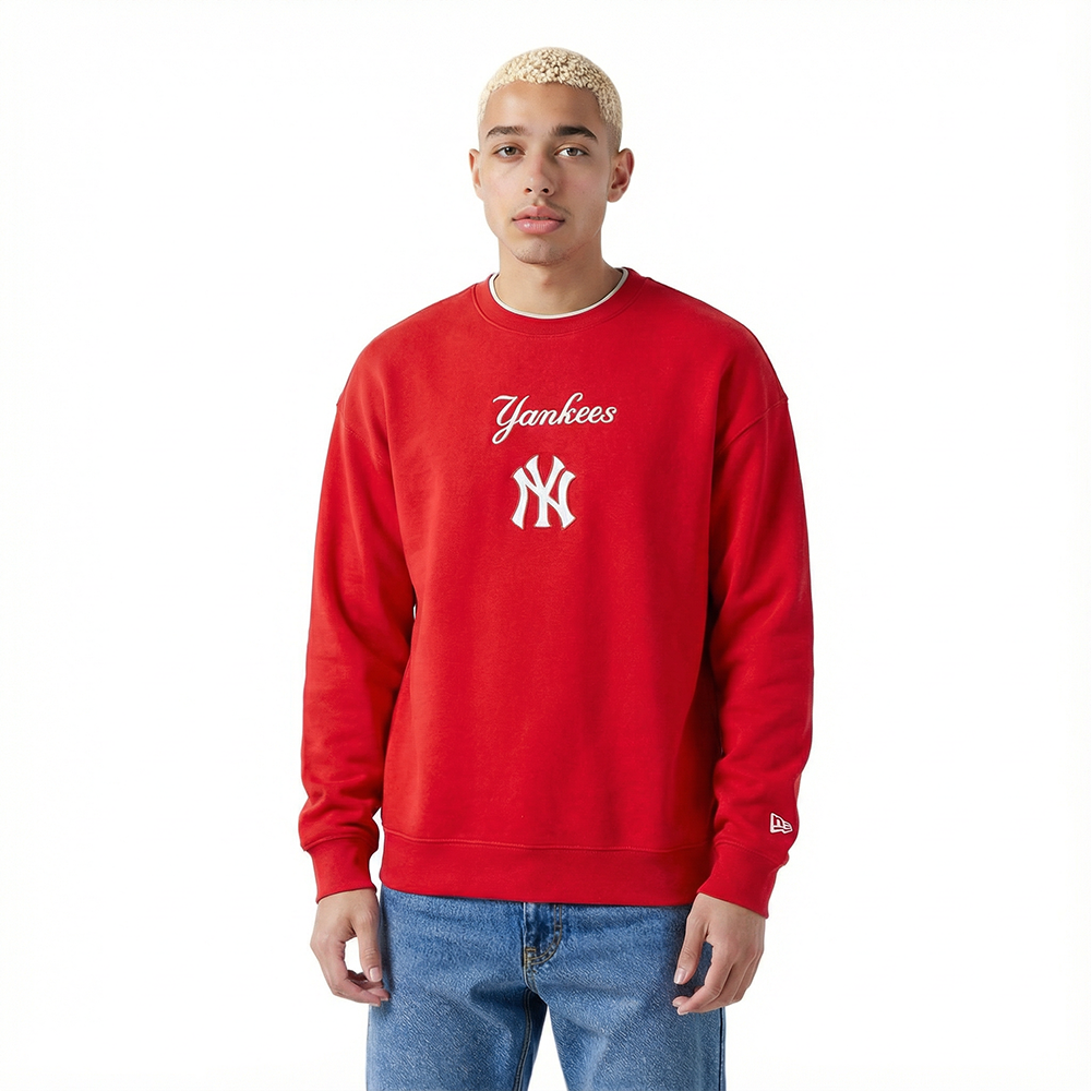MLB NEW YORK YANKEES WINGSPAN MEN'S DROP SHOULDER FLC CREWNECK V2 (RED)