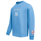 MLB NEW YORK YANKEES WINGSPAN CHANDAIL À COL ROND EN MOLLETON À ÉPAULES TOMBANTES V2 POUR HOMME (BLEU UNIVERSITÉ)
