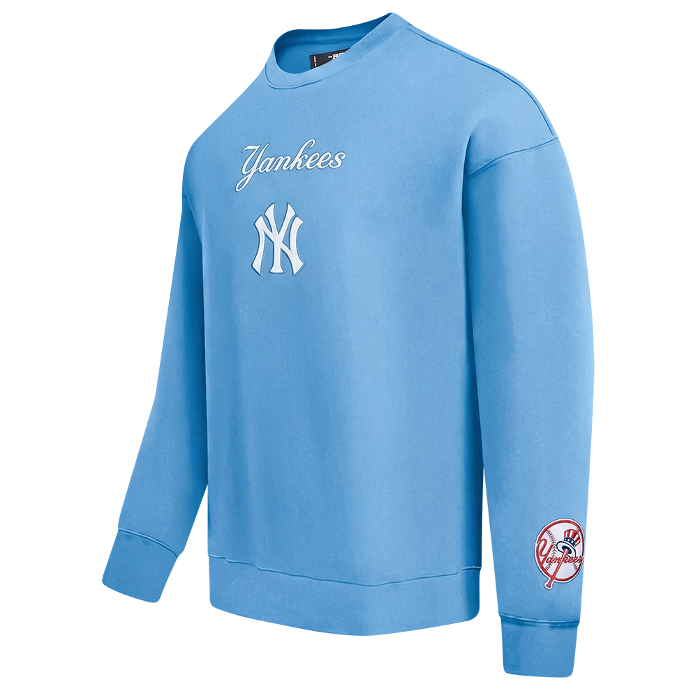 MLB NEW YORK YANKEES WINGSPAN CHANDAIL À COL ROND EN MOLLETON À ÉPAULES TOMBANTES V2 POUR HOMME (BLEU UNIVERSITÉ)