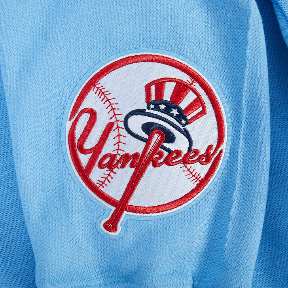 MLB NEW YORK YANKEES WINGSPAN CHANDAIL À COL ROND EN MOLLETON À ÉPAULES TOMBANTES V2 POUR HOMME (BLEU UNIVERSITÉ)