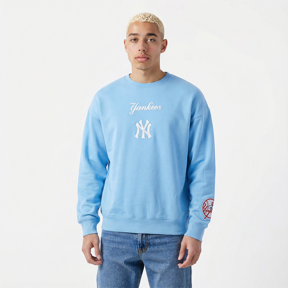 MLB NEW YORK YANKEES WINGSPAN CHANDAIL À COL ROND EN MOLLETON À ÉPAULES TOMBANTES V2 POUR HOMME (BLEU UNIVERSITÉ)