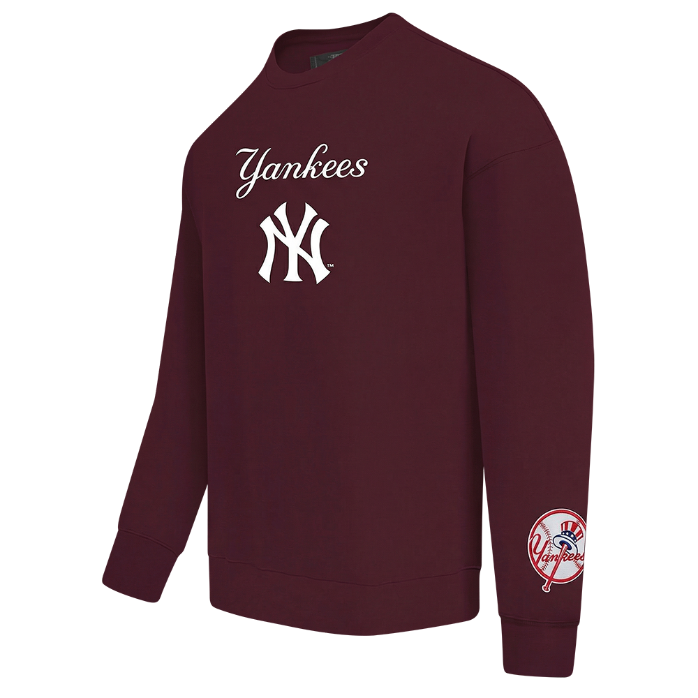 MLB NEW YORK YANKEES WINGSPAN CHANDAIL À COL ROND EN MOLLETON À ÉPAULES TOMBANTES V2 POUR HOMME (LIE-DE-VIN)