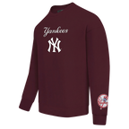 MLB NEW YORK YANKEES WINGSPAN CHANDAIL À COL ROND EN MOLLETON À ÉPAULES TOMBANTES V2 POUR HOMME (LIE-DE-VIN)