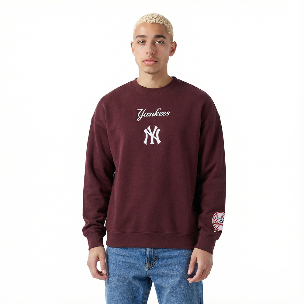 MLB NEW YORK YANKEES WINGSPAN MEN'S DROP SHOULDER FLC CREWNECK V2 (WINE)