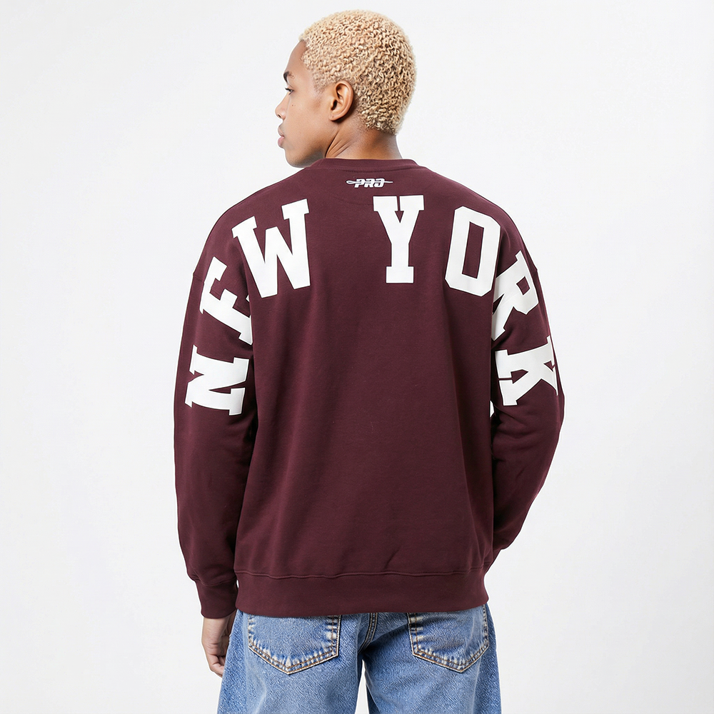 MLB NEW YORK YANKEES WINGSPAN CHANDAIL À COL ROND EN MOLLETON À ÉPAULES TOMBANTES V2 POUR HOMME (LIE-DE-VIN)