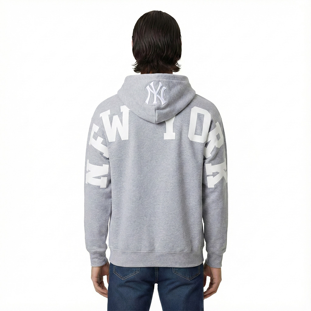 MLB NEW YORK YANKEES WINGSPAN CHANDAIL À CAPUCHON EN MOLLETON À ÉPAULES TOMBANTES V2 POUR HOMME (GRIS CHINÉ FONCÉ)