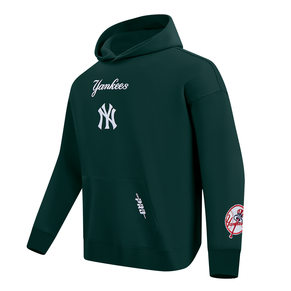 MLB NEW YORK YANKEES WINGSPAN CHANDAIL À CAPUCHON EN MOLLETON À ÉPAULES TOMBANTES V2 POUR HOMME (VERT FORÊT)