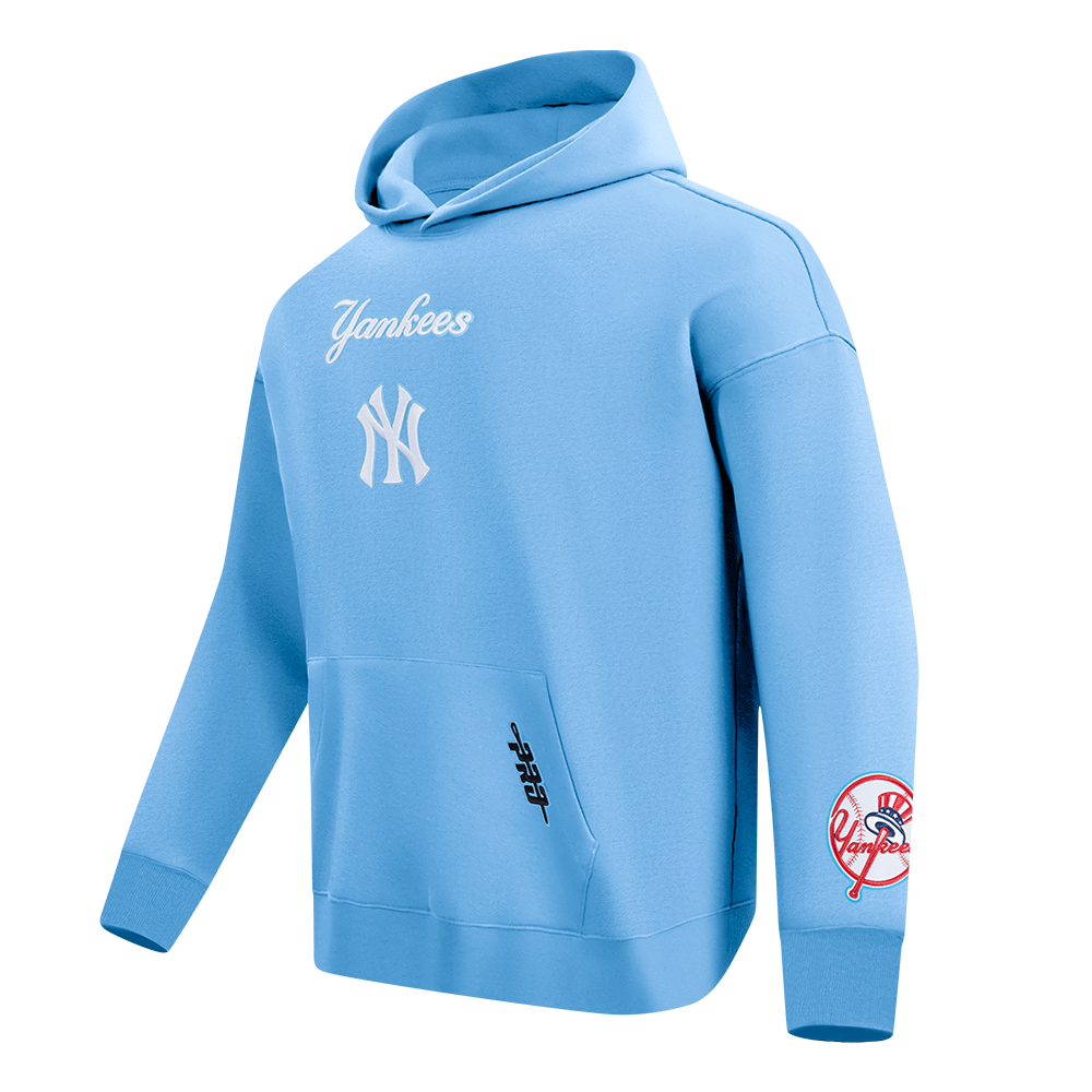 MLB NEW YORK YANKEES WINGSPAN CHANDAIL À CAPUCHON EN MOLLETON À ÉPAULES TOMBANTES V2 POUR HOMME (BLEU UNIVERSITÉ)
