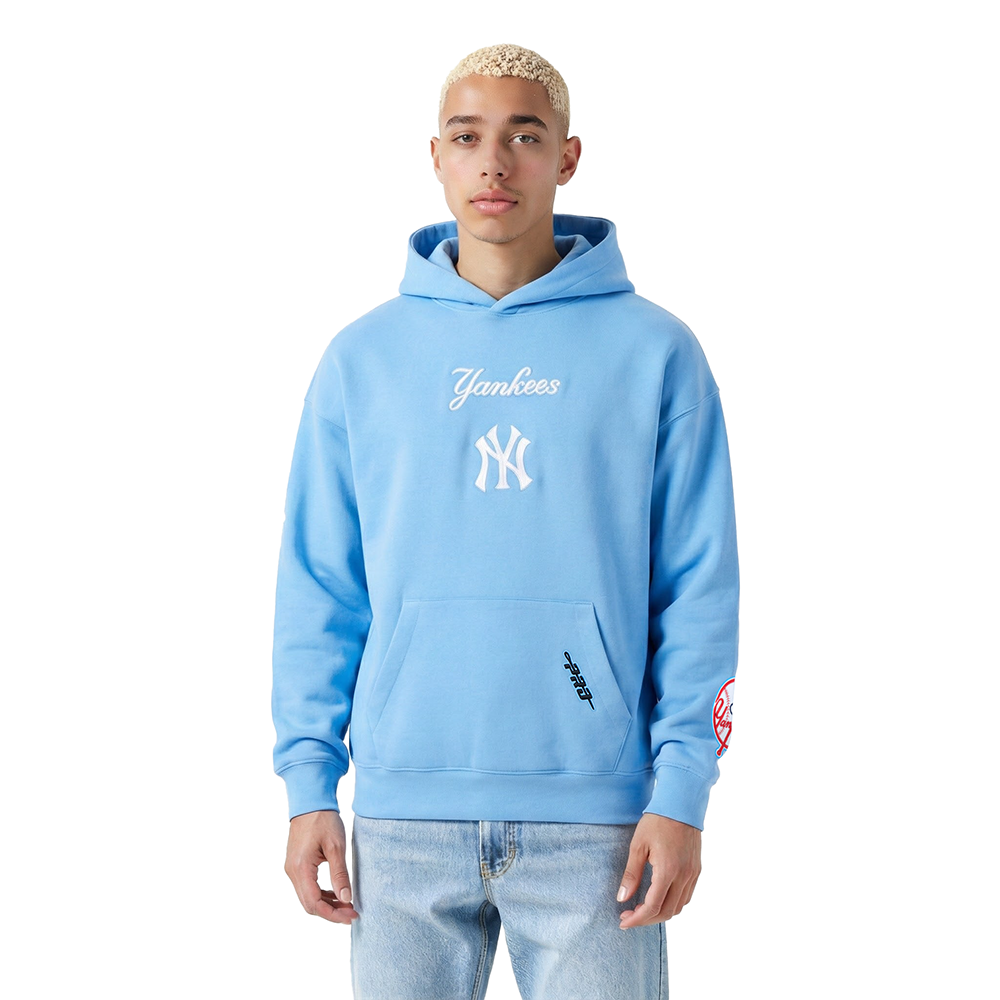 MLB NEW YORK YANKEES WINGSPAN CHANDAIL À CAPUCHON EN MOLLETON À ÉPAULES TOMBANTES V2 POUR HOMME (BLEU UNIVERSITÉ)