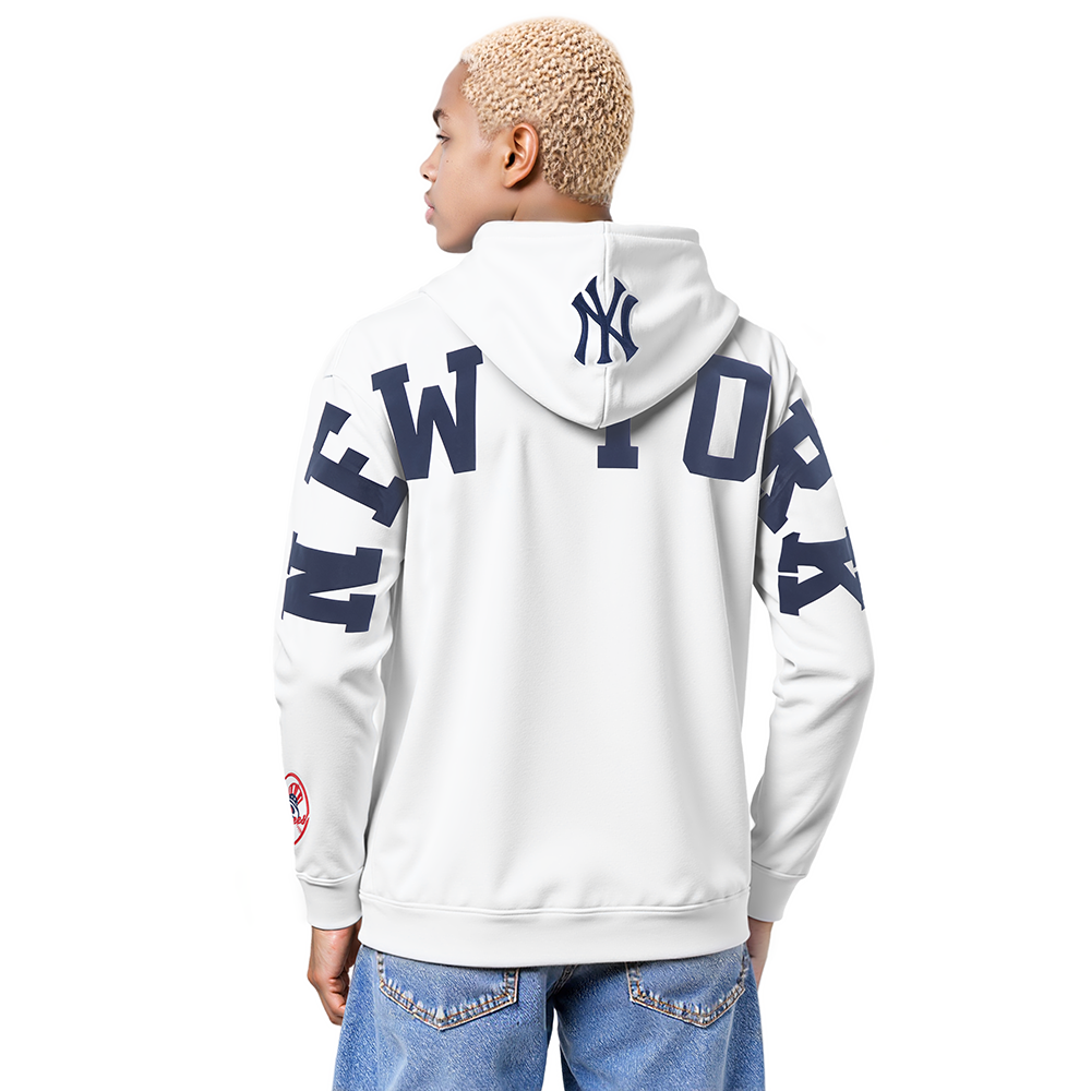MLB NEW YORK YANKEES WINGSPAN MEN'S DROP SHOULDER FLC PO HOODIE V2 (WHITE)