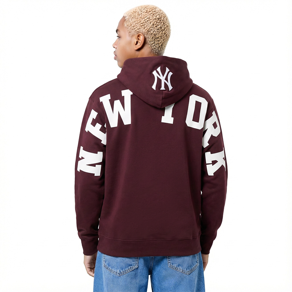 MLB NEW YORK YANKEES WINGSPAN CHANDAIL À CAPUCHON EN MOLLETON À ÉPAULES TOMBANTES V2 POUR HOMME (LIE-DE-VIN)
