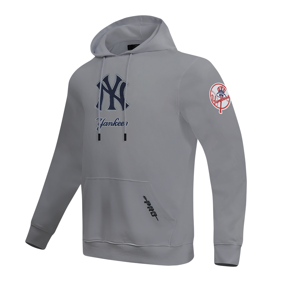 MLB NEW YORK YANKEES CLASSIC CHENILLE CHANDAIL À CAPUCHON EN MAILLE DOUBLE POUR HOMME (GRIS)
