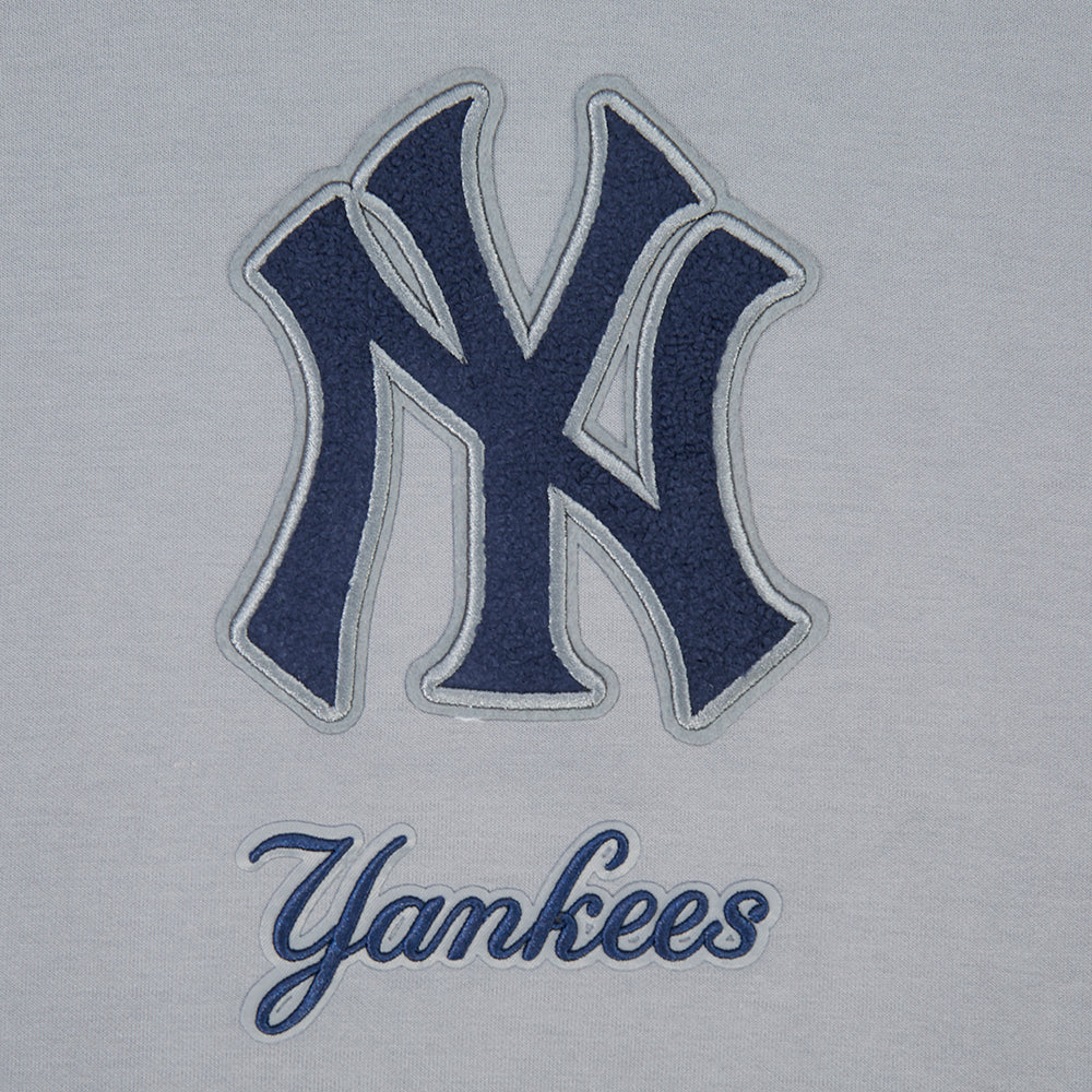 MLB NEW YORK YANKEES CLASSIC CHENILLE CHANDAIL À CAPUCHON EN MAILLE DOUBLE POUR HOMME (GRIS)