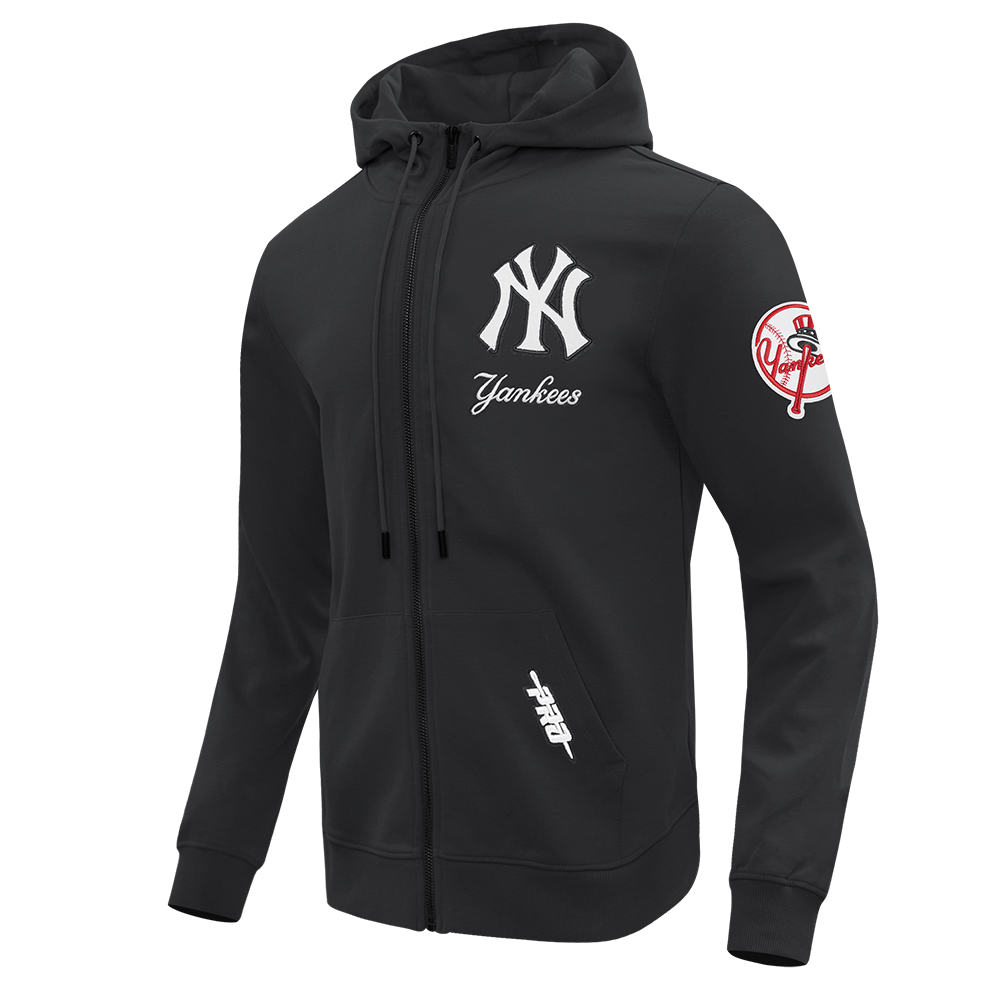 MLB NEW YORK YANKEES CLASSIC CHENILLE CHANDAIL À CAPUCHON EN MAILLE DOUBLE À GLISSIÈRE POUR HOMME (NOIR)