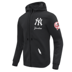 MLB NEW YORK YANKEES CLASSIC CHENILLE CHANDAIL À CAPUCHON EN MAILLE DOUBLE À GLISSIÈRE POUR HOMME (NOIR)