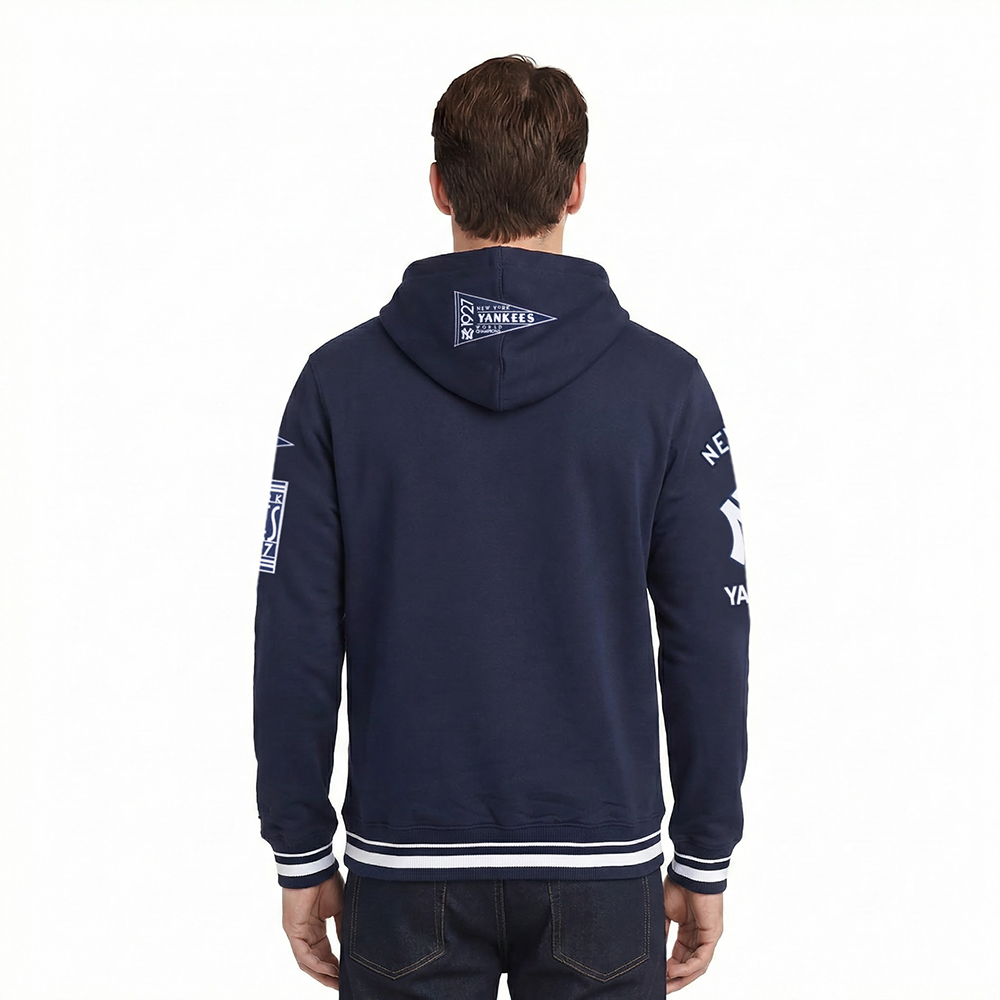 MLB NEW YORK YANKEES RETRO CLASSICS CHANDAIL À CAPUCHON EN MOLLETON CÔTELÉ POUR HOMME (MARINE MINUIT)