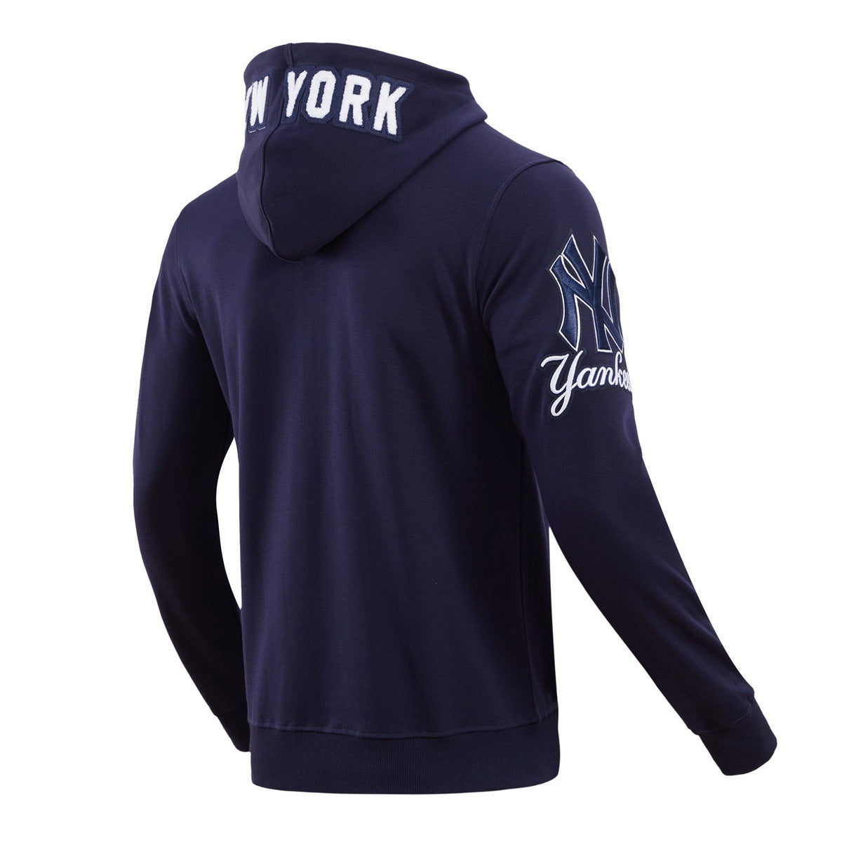 MLB NEW YORK YANKEES CLASSIC CHENILLE MEN'S FULL ZIP PULLOVER HOODIE (MIDNIGHT NAVY)