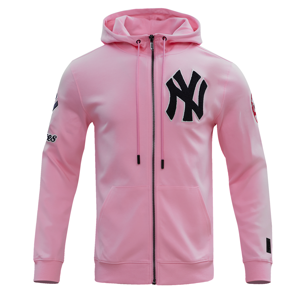 MLB NEW YORK YANKEES CLASSIC CHENILLE CHANDAIL À CAPUCHON À GLISSIÈRE POUR HOMME (ROSE)