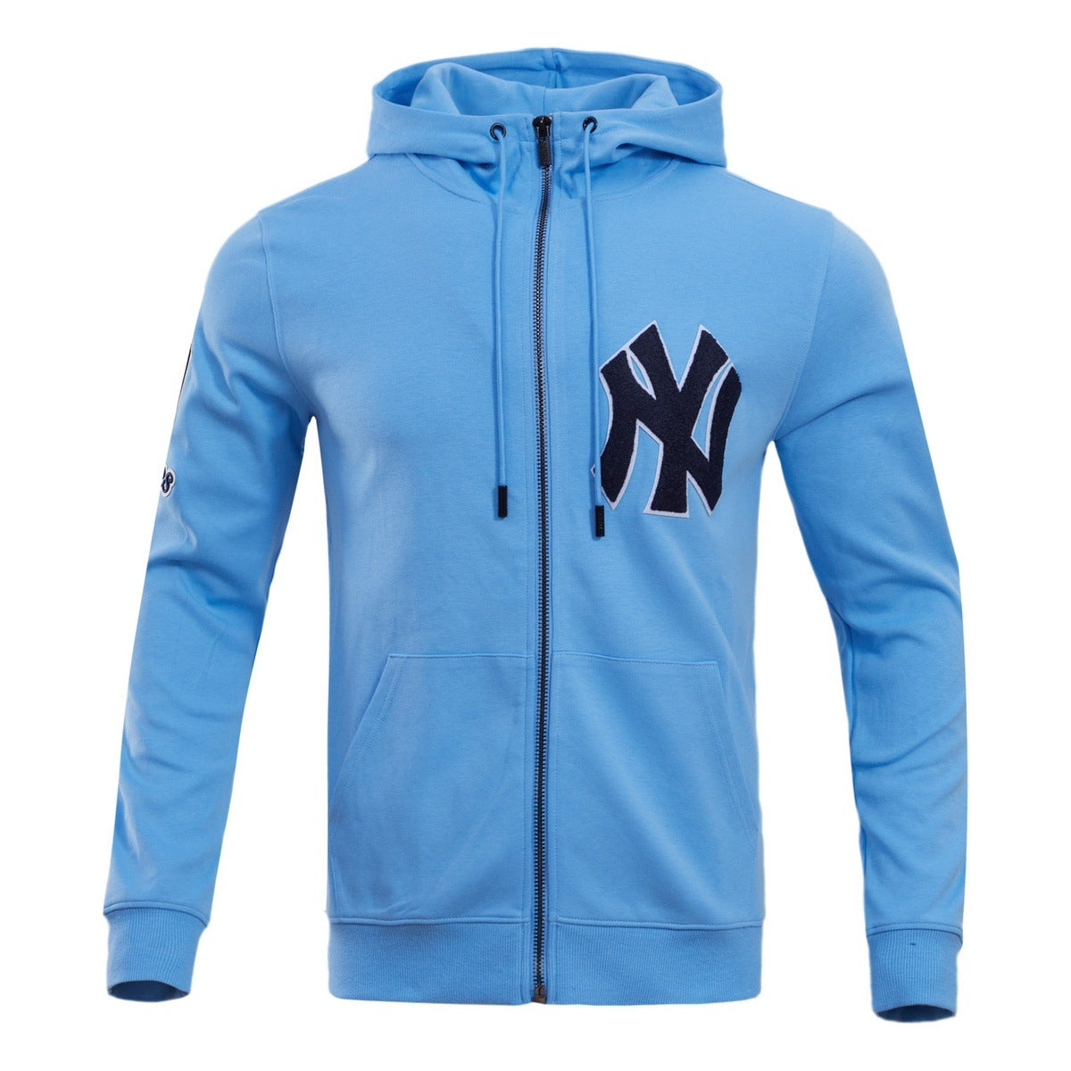 MLB NEW YORK YANKEES CLASSIC CHENILLE CHANDAIL À CAPUCHON À GLISSIÈRE POUR HOMME (BLEU UNIVERSITÉ)