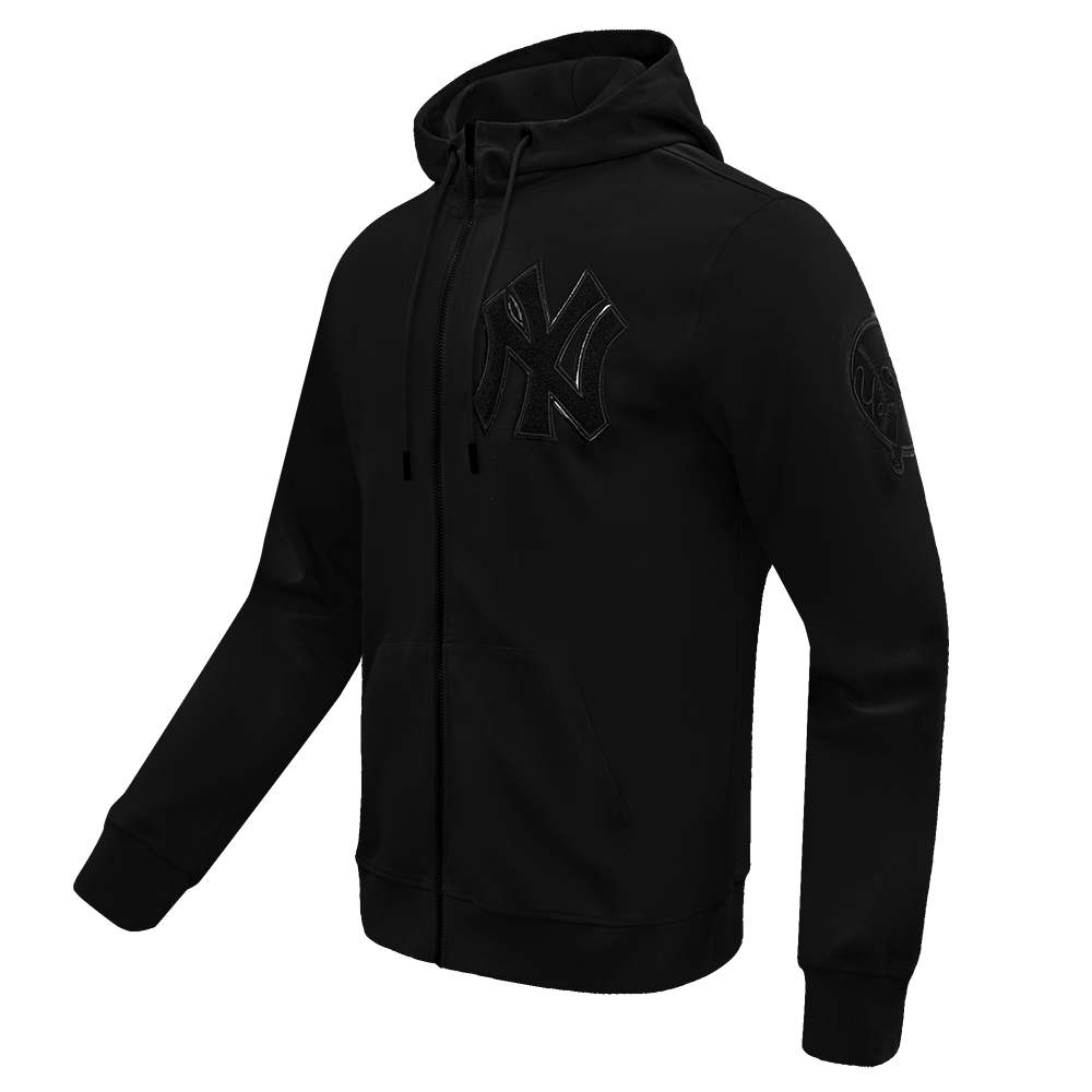 MLB NEW YORK YANKEES TRIPLE BLACK MEN'S FULL ZIP PULLOVER HOODIE (BLACK)