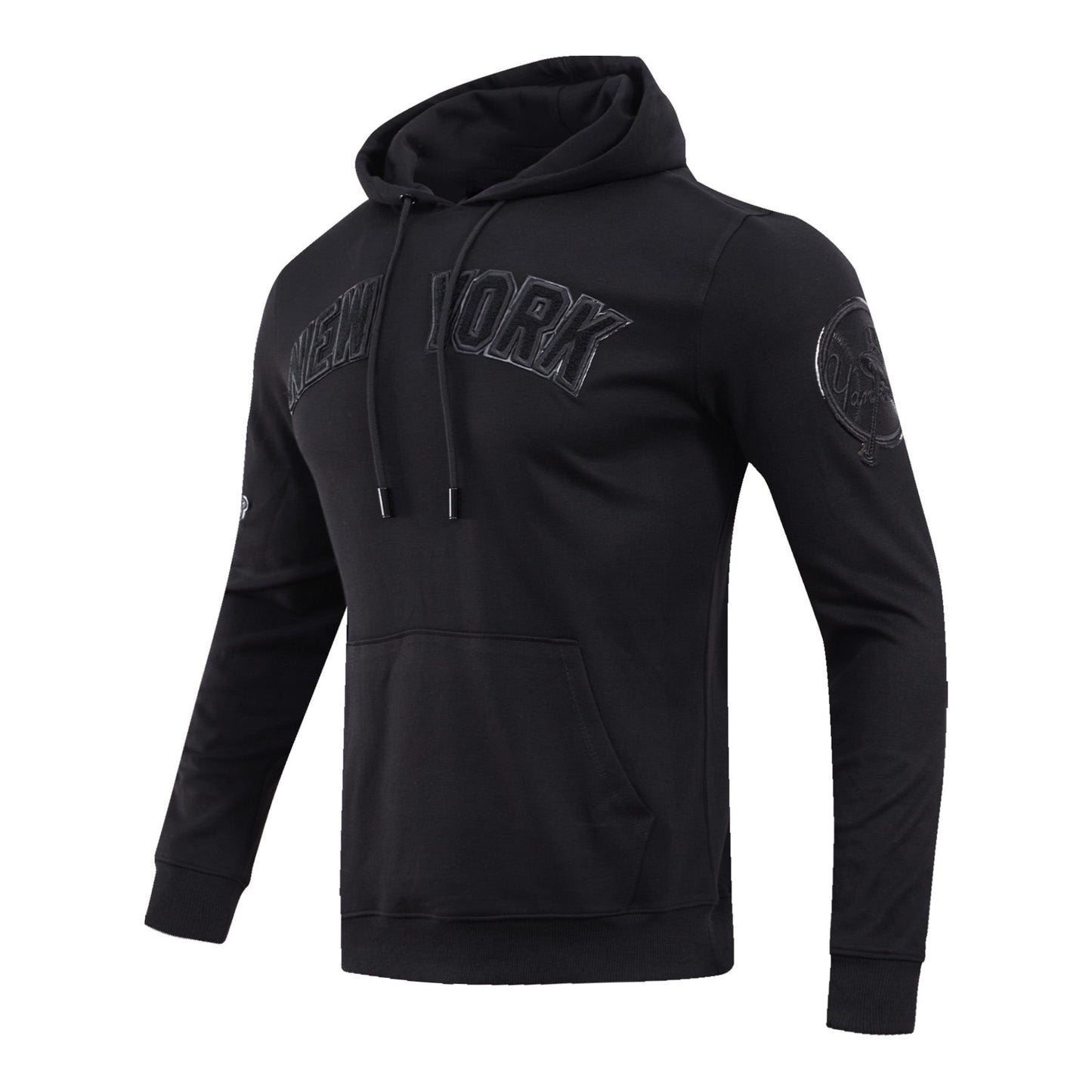MLB NEW YORK YANKEES TRIPLE BLACK LOGO MEN'S PULLOVER HOODIE (BLACK)