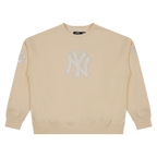 MLB NEW YORK YANKEES NEUTRAL MEN'S  DROP SHOULDER FLC CREWNECK (EGGSHELL)