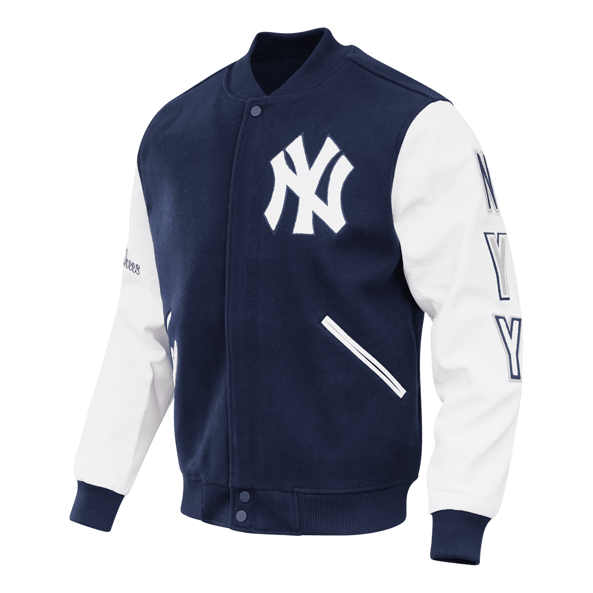MLB NEW YORK YANKEES CLASSIC BLOUSON COLLÉGIAL EN LAINE POUR HOMME (MARINE MINUIT)