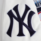 MLB NEW YORK YANKEES TURN IT UP BLOUSON COLLÉGIAL EN LAINE À BORDS CÔTELÉS POUR HOMME (MARINE MINUIT/BLANC)