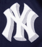 MLB NEW YORK YANKEES MASH UP BLOUSON COLLÉGIAL EN LAINE À BORDS CÔTELÉS POUR HOMME (MARINE MINUIT/BLANC)