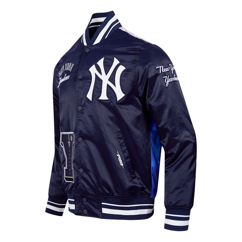 MLB NEW YORK YANKEES SUBLIMATED MEN'S SATIN JACKET-MIDNIGHT SKY (MIDNIGHT NAVY)